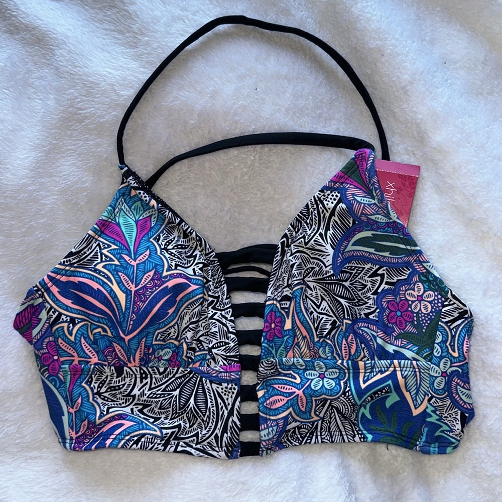 Xhilaration blue paisley print bathing suit top SIZE SMALL BRAND NEW NWT